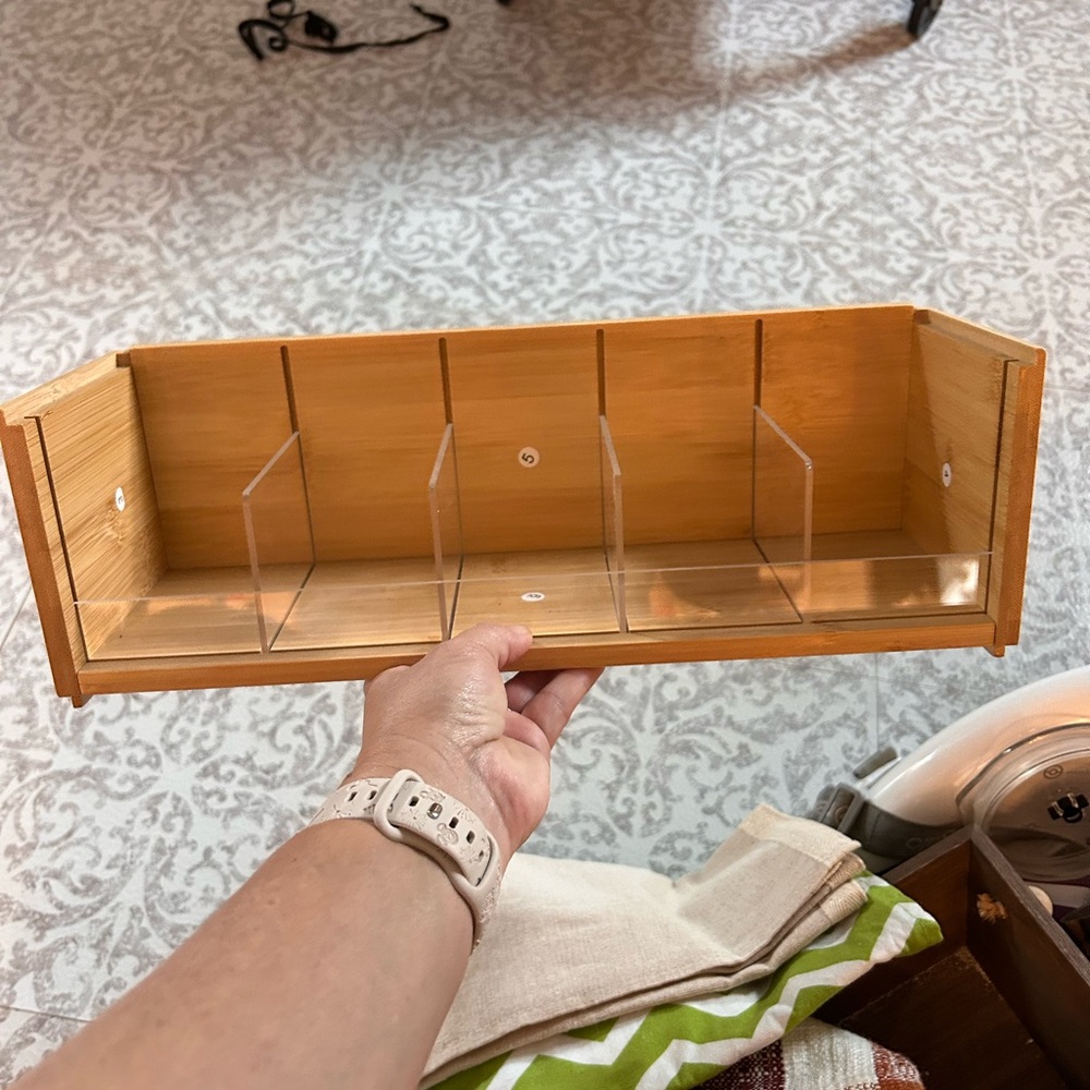 Natural Bamboo Storage Organizer with Clear Dividers